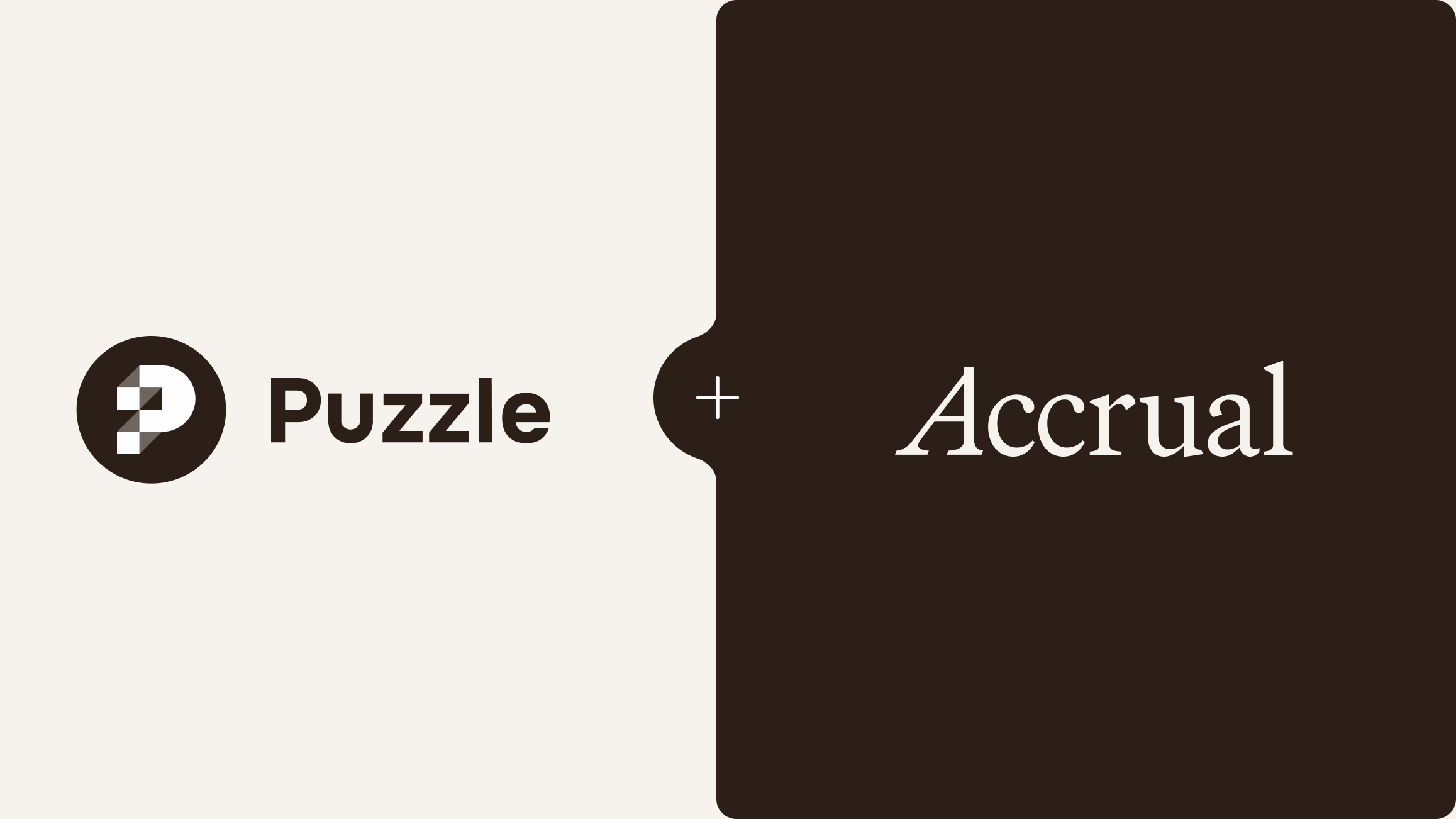 Puzzle and Accrual logos joined by a plus sign